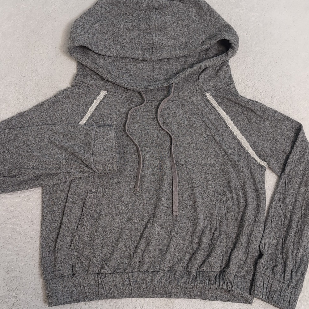 Free People S/P Hoodie Kimmie Cropped Oversized Gray Sweatshirt Top Hooded